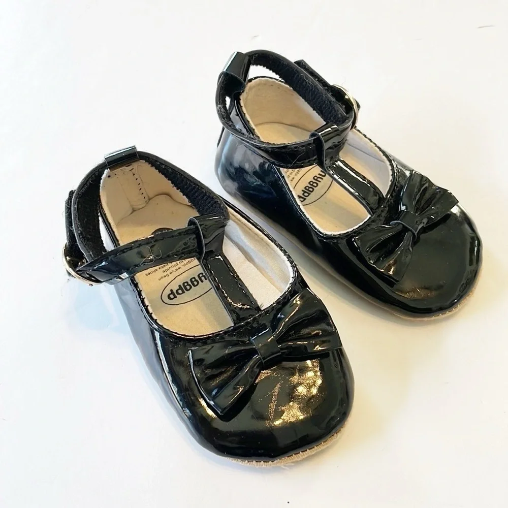 Myggpp baby girls black dress shoes